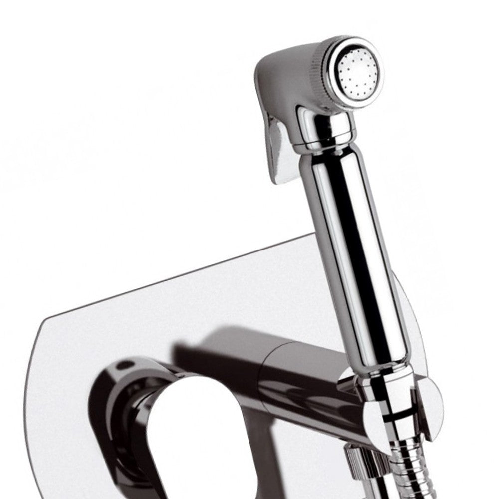 Miscelatore incasso per shut-off arrotondato con doccetta, supporto e flessibile doccia