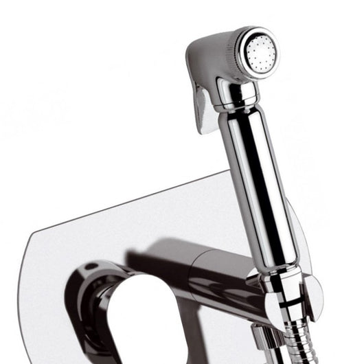 Miscelatore incasso per shut-off arrotondato con doccetta, supporto e flessibile doccia