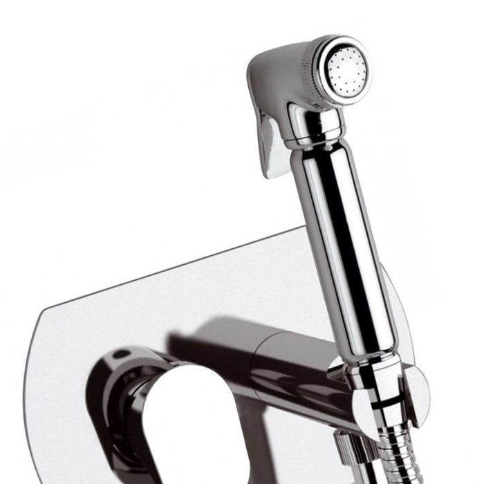 Miscelatore incasso per shut-off arrotondato con doccetta, supporto e flessibile doccia