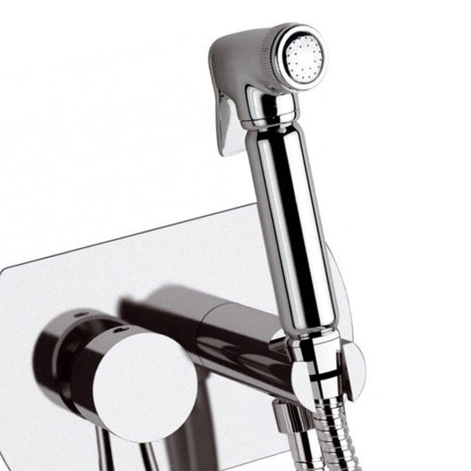 Miscelatore incasso per shut-off con doccetta shut-off, supporto doccia- presa acqua e flessibile doccia.