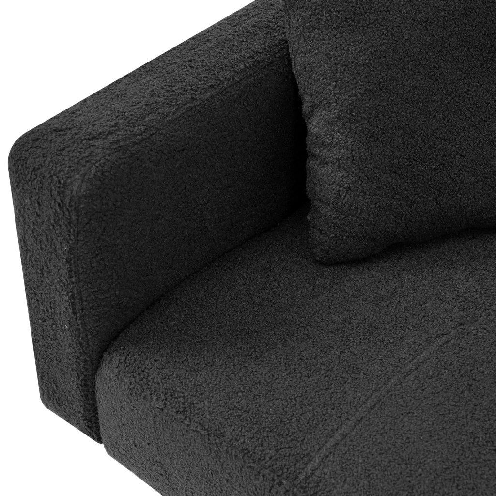 Divano Letto con Schienale Regolabile, Tasche Laterali e Cuscini, in Tessuto Bouclé Grigio Antico 175 × 64 × 72 cm