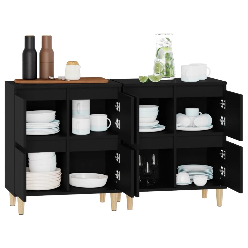 Credenze 2pz | Madia | Buffet da pranzo | Armadio da pranzo Nere 60x35x70 cm in Legno Multistrato