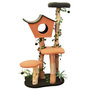 Fudajo Albero tiragraffi con effetto pianta 154 cm pelliccia e legno pero