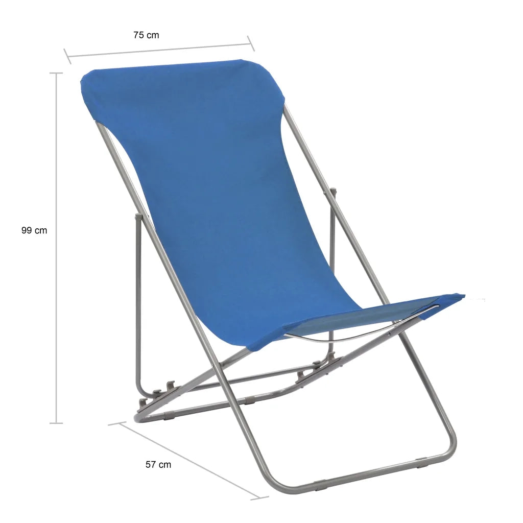 Sedie da Spiaggia Pieghevoli 2 pz | Sedie da Esterno Acciaio e Tessuto Oxford Blu