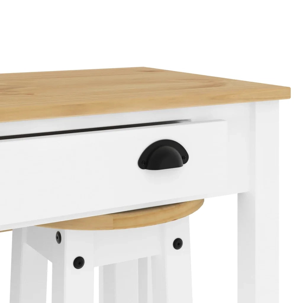 vidaXL Set da Bar 3 pz Bianco in Legno Massello di Pino