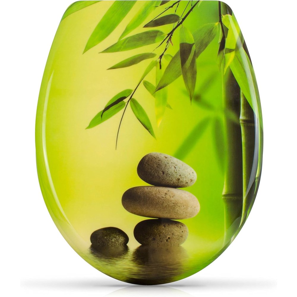 Sedile wc chiusura ammortizzata - motivo pietre zen - copriwater