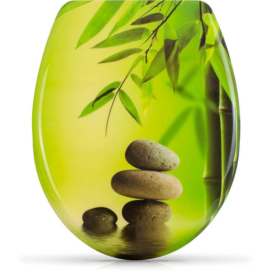 Sedile wc chiusura ammortizzata - motivo pietre zen - copriwater