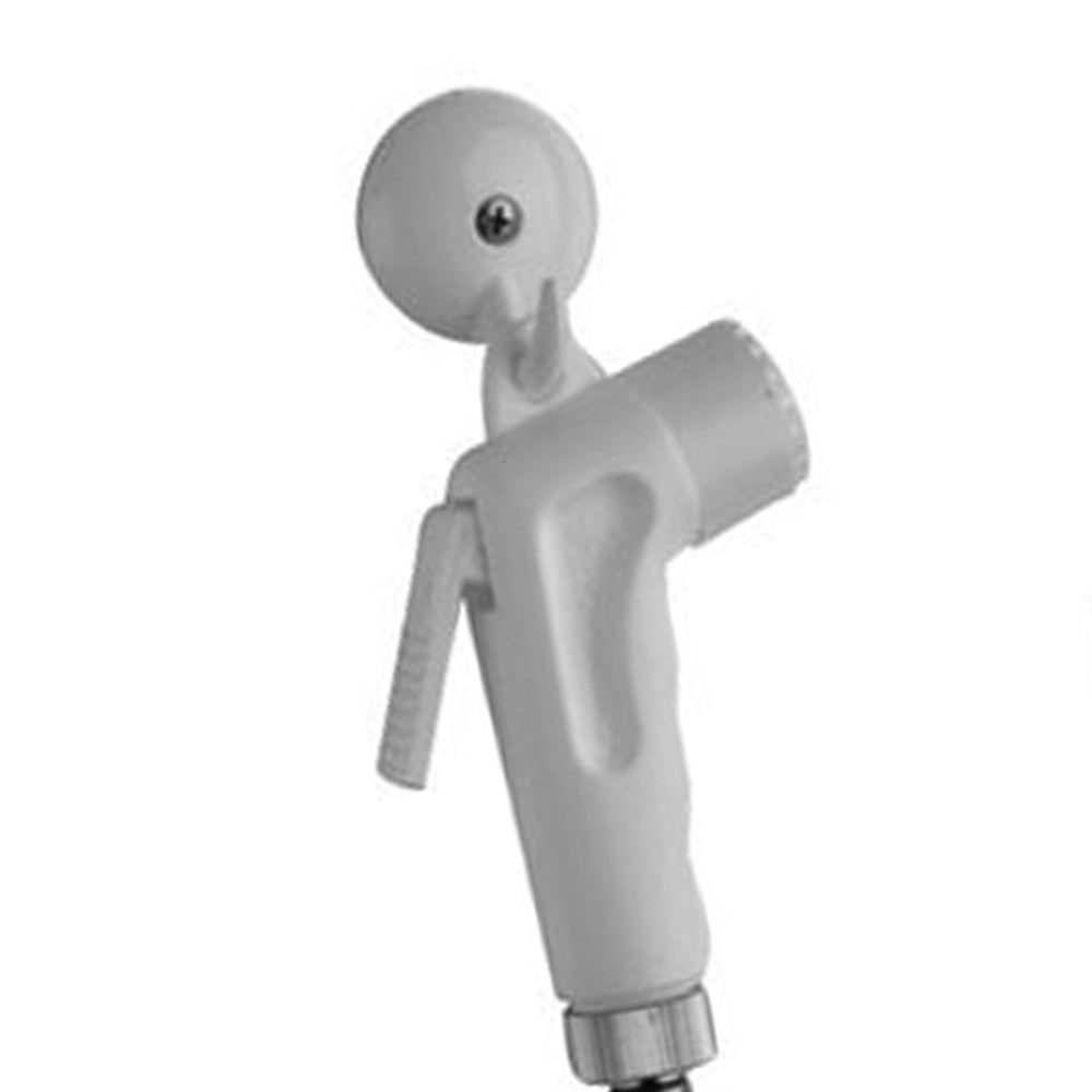 Set doccetta bidet eco con doccia a pulsante bianca, flessibile, rubinetto e gancio bianco