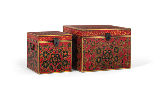 Set di 2 bauli in legno di mango dipinti a mano