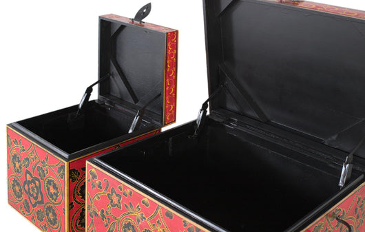 Set di 2 bauli in legno di mango dipinti a mano