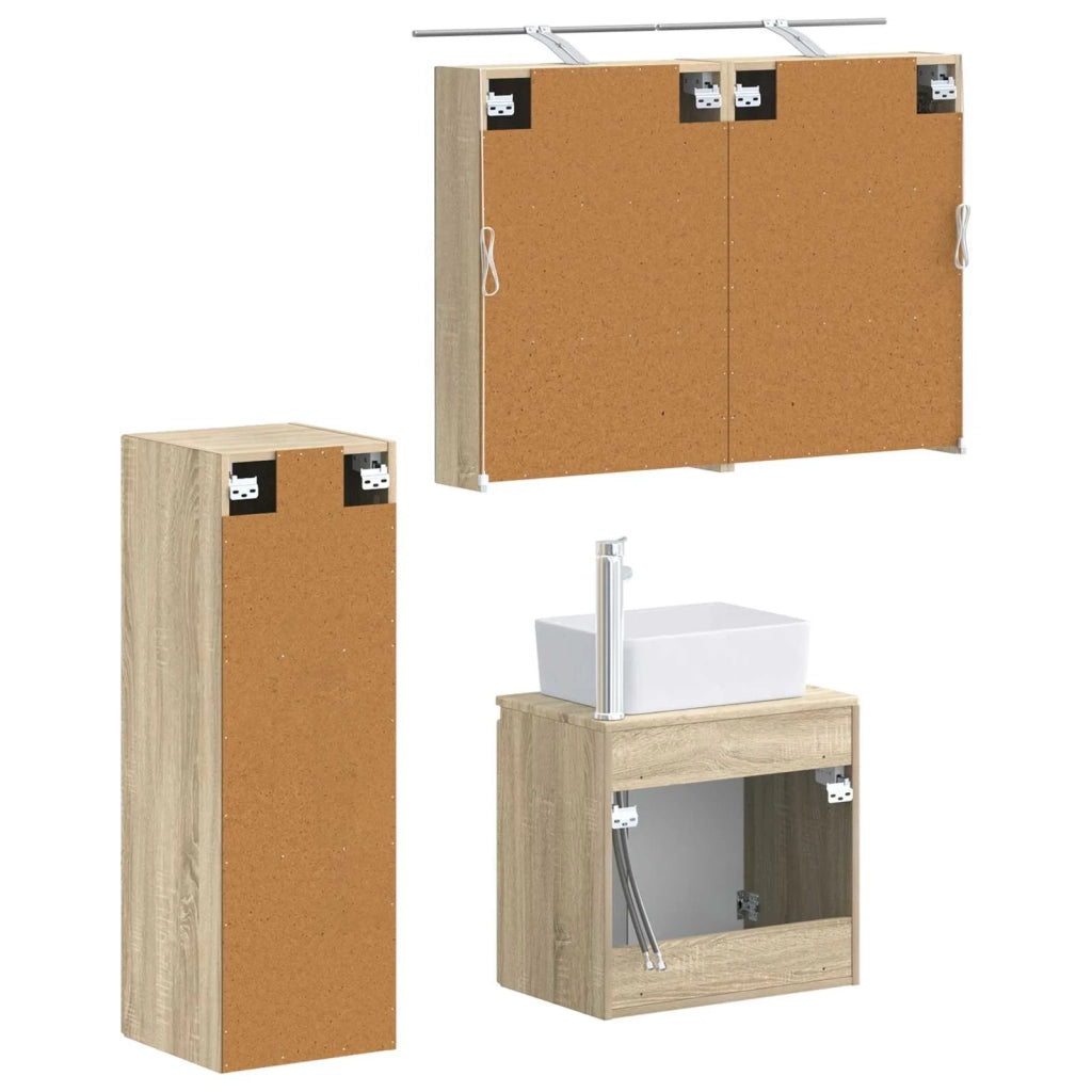 Set di mobili per il bagno 4 pz Rovere Sonoma 3407433