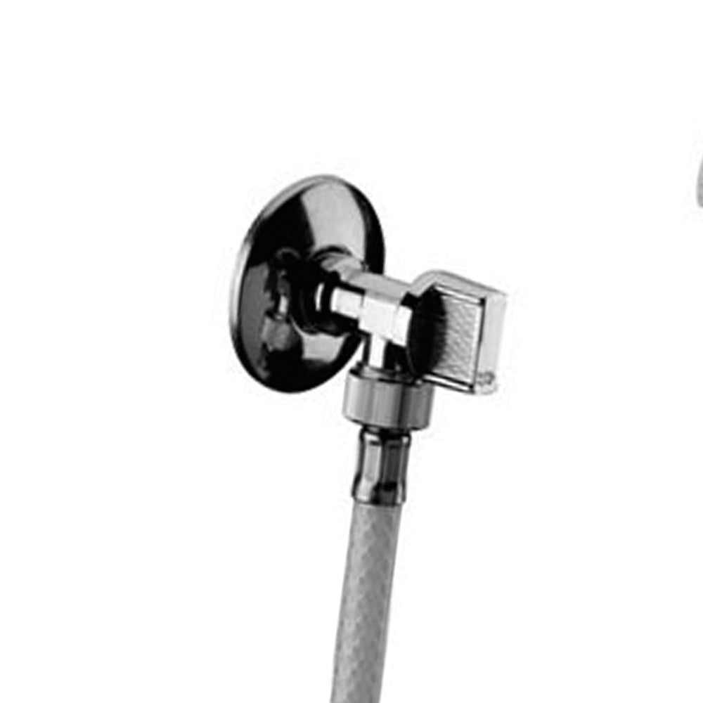 Set doccetta bidet eco con doccia a pulsante bianca, flessibile, rubinetto e gancio bianco