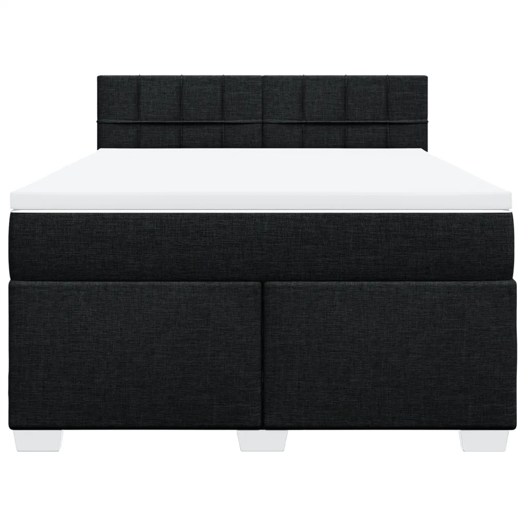 Giroletto a Molle con Materasso Nero 140x200 cm in Tessuto