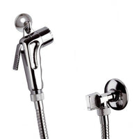 Set doccetta bidet eco con doccia a pulsante, flessibile, rubinetto e gancio cromato