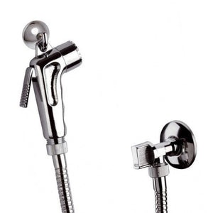 Set doccetta bidet eco con doccia a pulsante, flessibile, rubinetto e gancio cromato