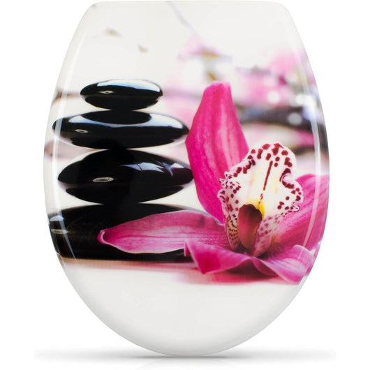 Sedile wc chiusura ammortizzata - motivo orchidea zen - copriwat