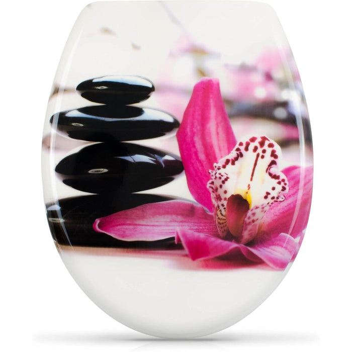 Sedile wc chiusura ammortizzata - motivo orchidea zen - copriwat