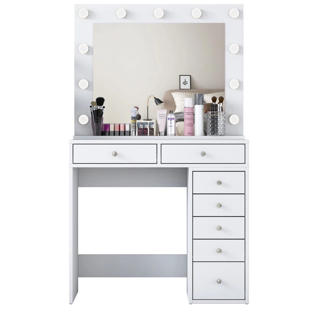 Mobile da Trucco Cocchiara, Toeletta Specchio Incluso, 90x45x153h cm Bianco