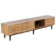 Mobile TV con 3 Ante e LED controllato da App; per Soggiorno; in MDF; 175 × 31 × 41 cm; Rovere Chiaro