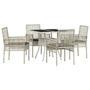 Set da Pranzo per Giardino 5 pz | Set Salotto da Giardino Grigio chiaro polyrattan