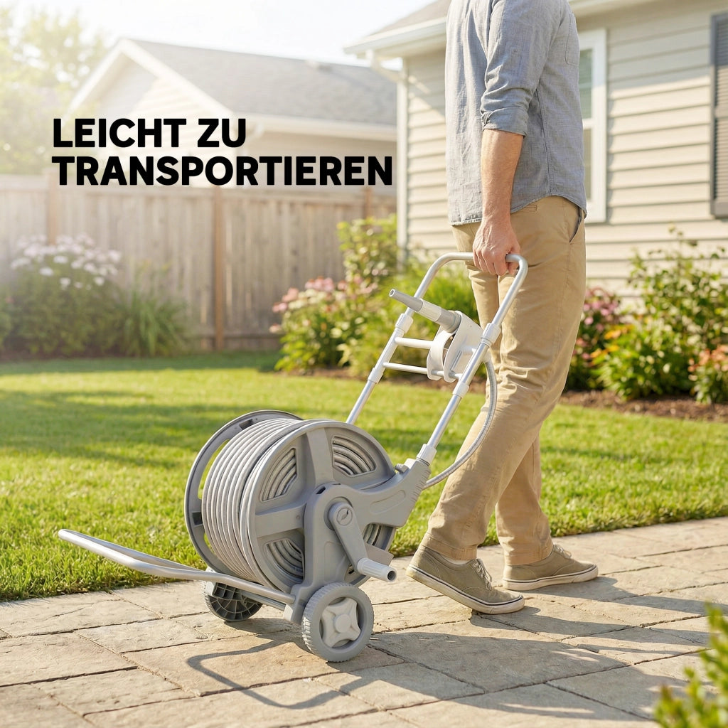 Carrello per Tubo 45 m con Maniglia e 2 Ruote ¨C zephmum ¨C Grigio 45x44x78 cm