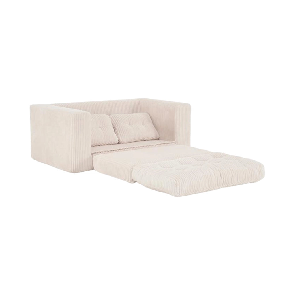 Divano letto 2 posti pieghevole 2 in 1 con cuscini rimovibili e base antiscivolo in tessuto beige