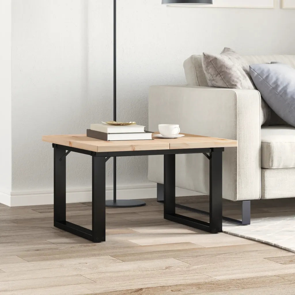 Tavolino Salotto Telaio a O 70x70x40,5cm Legno Pino e Acciaio