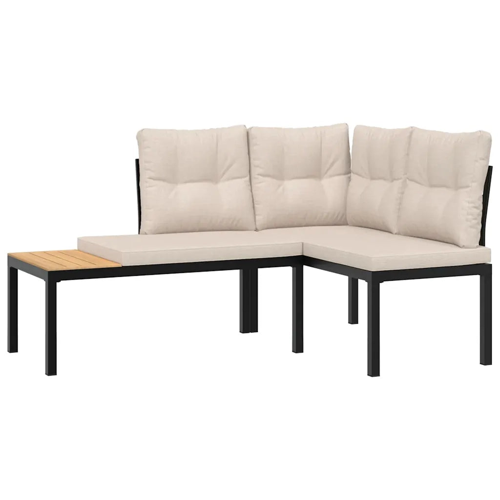 Divani Giardino con Cuscini 6pz Neri Acciaio Verniciato Polvere 3283657