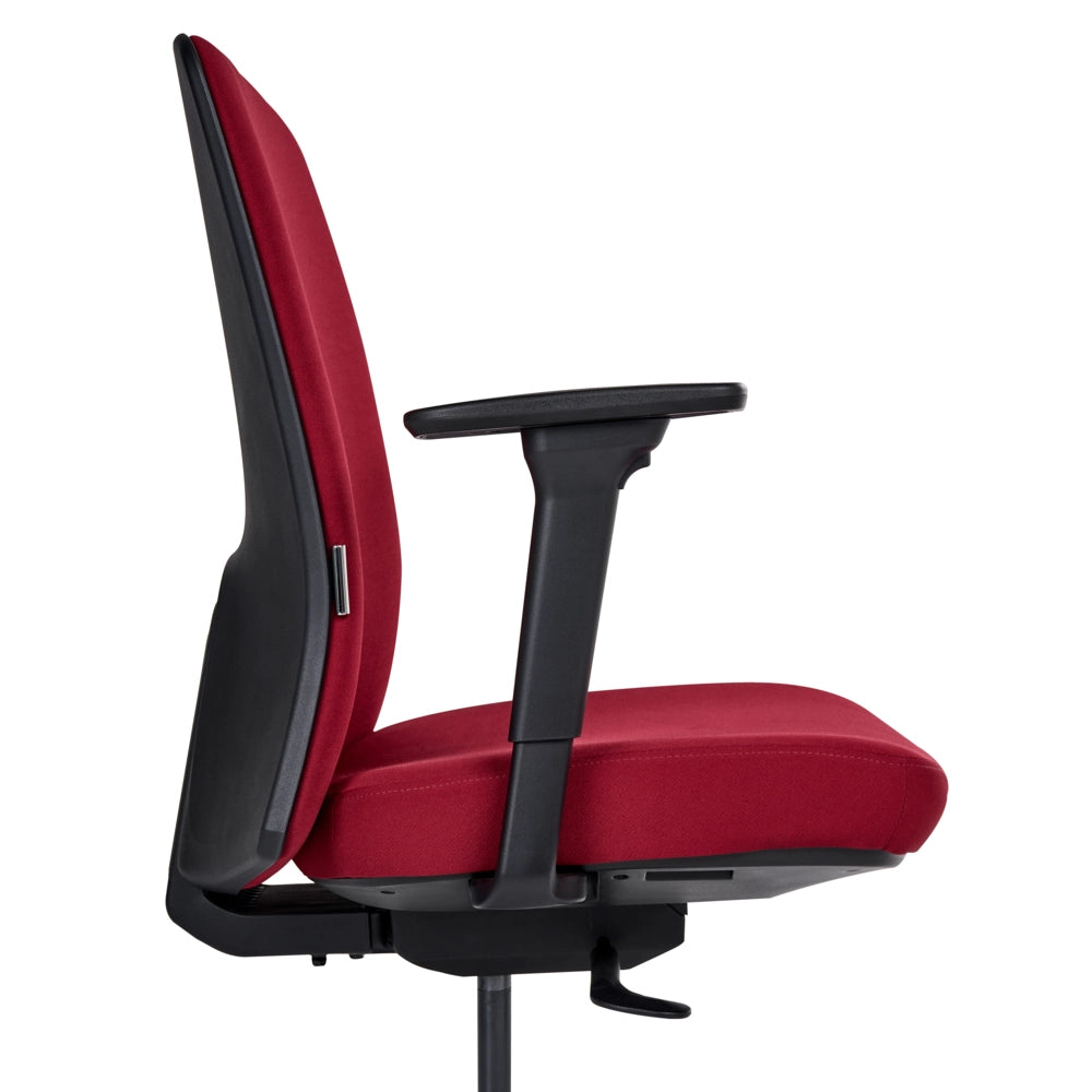 Sedia da ufficio ergonomica con schienale regolabile, seduta scorrevole, braccioli regolabili e supporto lombare rosso scuro