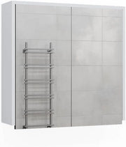 Specchio contenitore bagno Maltin, Bianco/antracite, 60 x 58 cm con due porte a specchio, con ritaglio per sifone e soluzione salvaspazio per il bagno