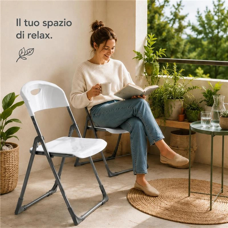 MAURY'S SET 4 SEDIE PIEGHEVOLI IN POLIPROPILENE COLORE BIANCO - 83X48X41 CM