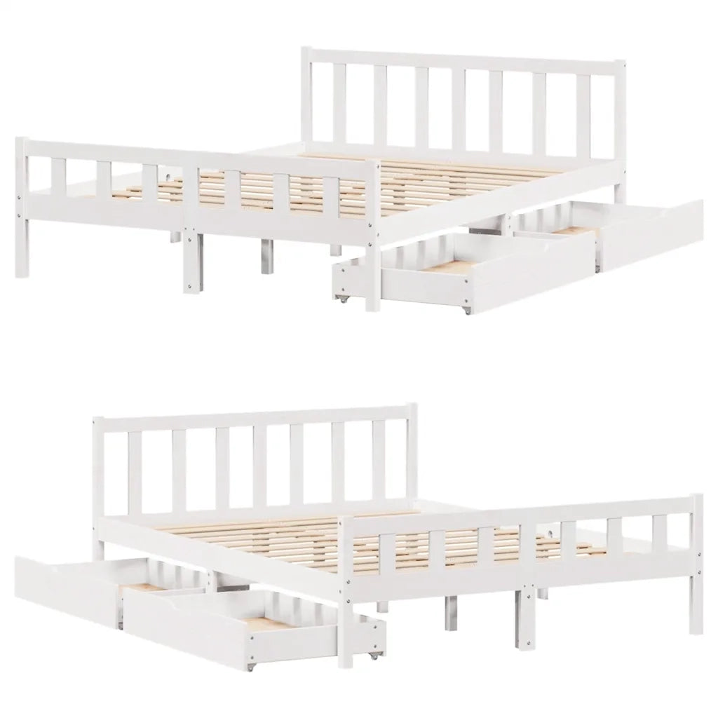 Letto senza Materasso-Struttura Letto Bianco 160x200 cm Legno Massello di Pino 873870