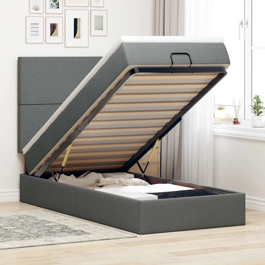 vidaXL Struttura Letto Pouf con Materasso 100x200 cm in Tessuto