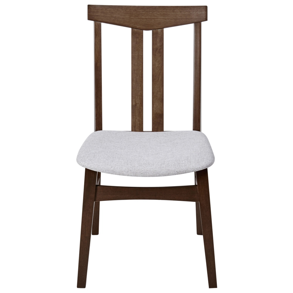 Set di 2 sedie da pranzo in tessuto grigio con struttura in legno massiccio scuro tradizionali retrò senza braccioli