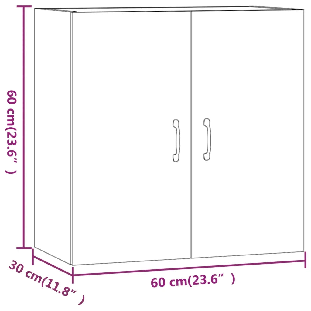 Mobiletto a muro pratico 60 x 31 x 60 cm elegante spazio contenitivo stile moderno legno composito finitura rovere affumicato 02_0048343