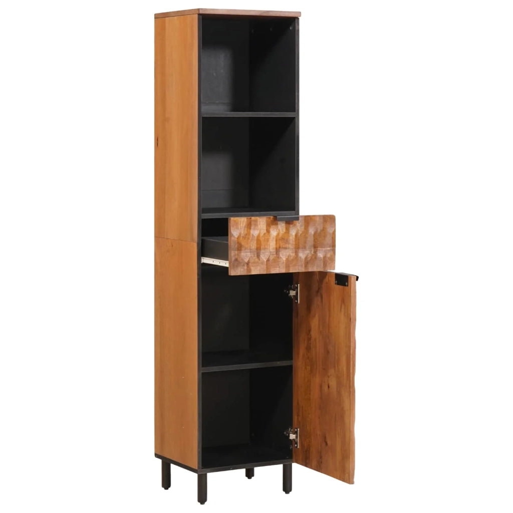 Mobiletto da bagno moderno con ripiano 38 x 33 x 160 cm pratico contenitore stile pulito legno di mango marrone 02_0057781