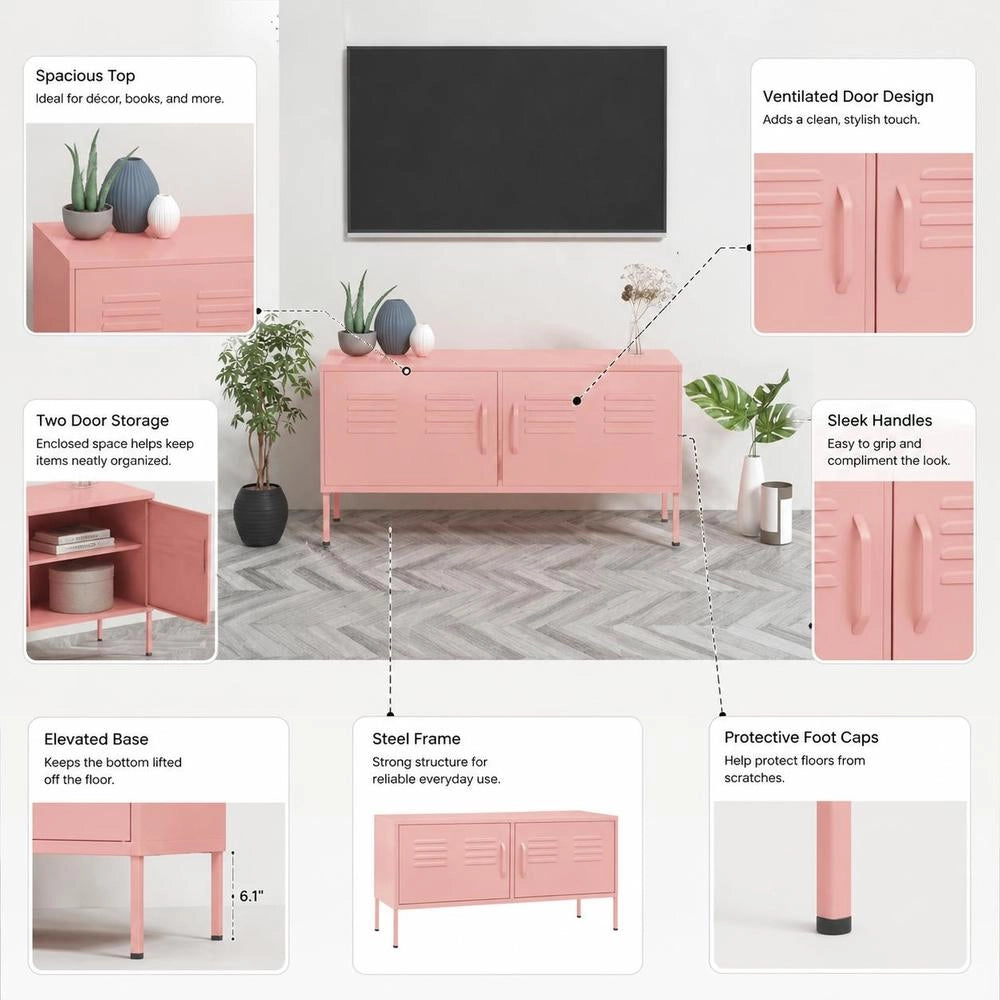 TV Cabinet Pink 105x35x50 Cm Steel