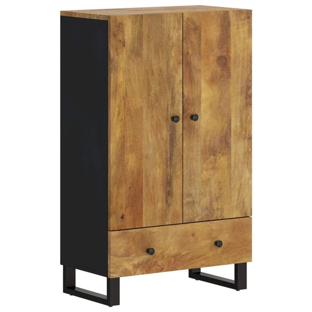 Credenza con Cassetto 60x33x100 cm Legno Massello Mango e Ferro 352936