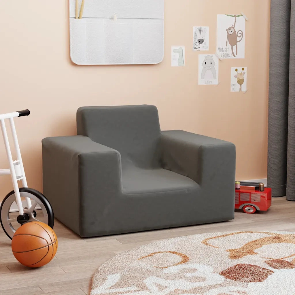 Divano per Bambini-Sofa-Divanetto Antracite in Morbido Peluche 465087