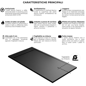 Piatto Doccia 80x130 cm in Pietra Bonussi Kamet Nero