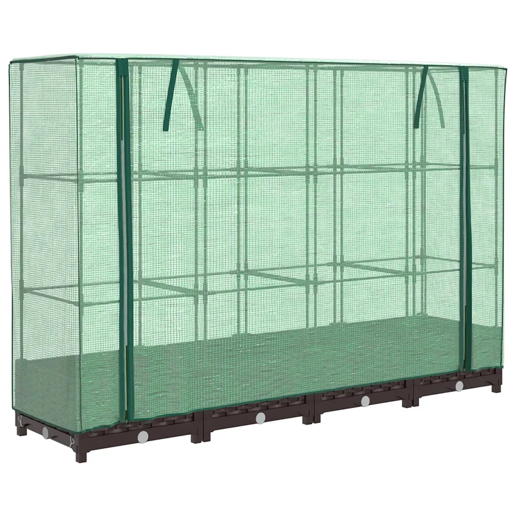 Letto Rialzato con Copertura Serra Effetto Rattan 160x40x123 cm