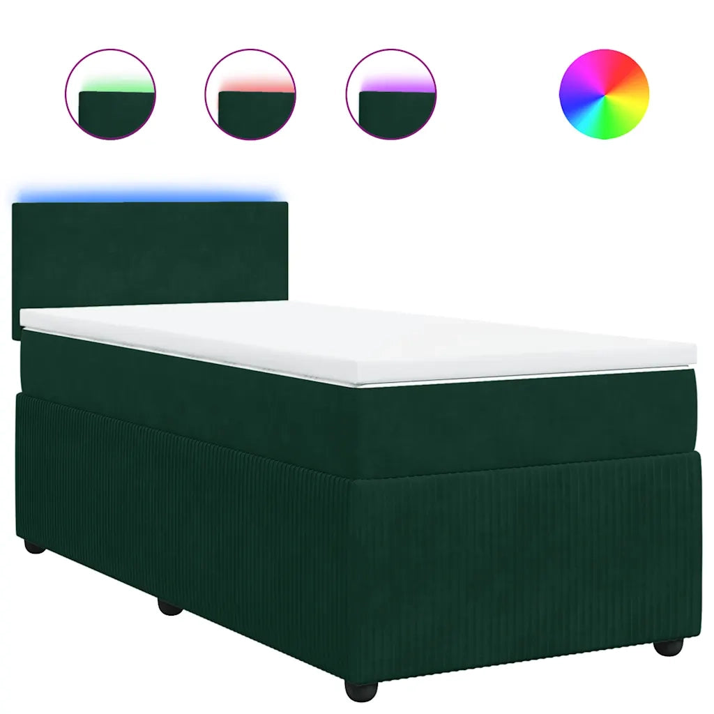 Giroletto a Molle con Materasso Verde Scuro 100x200 cm Velluto
