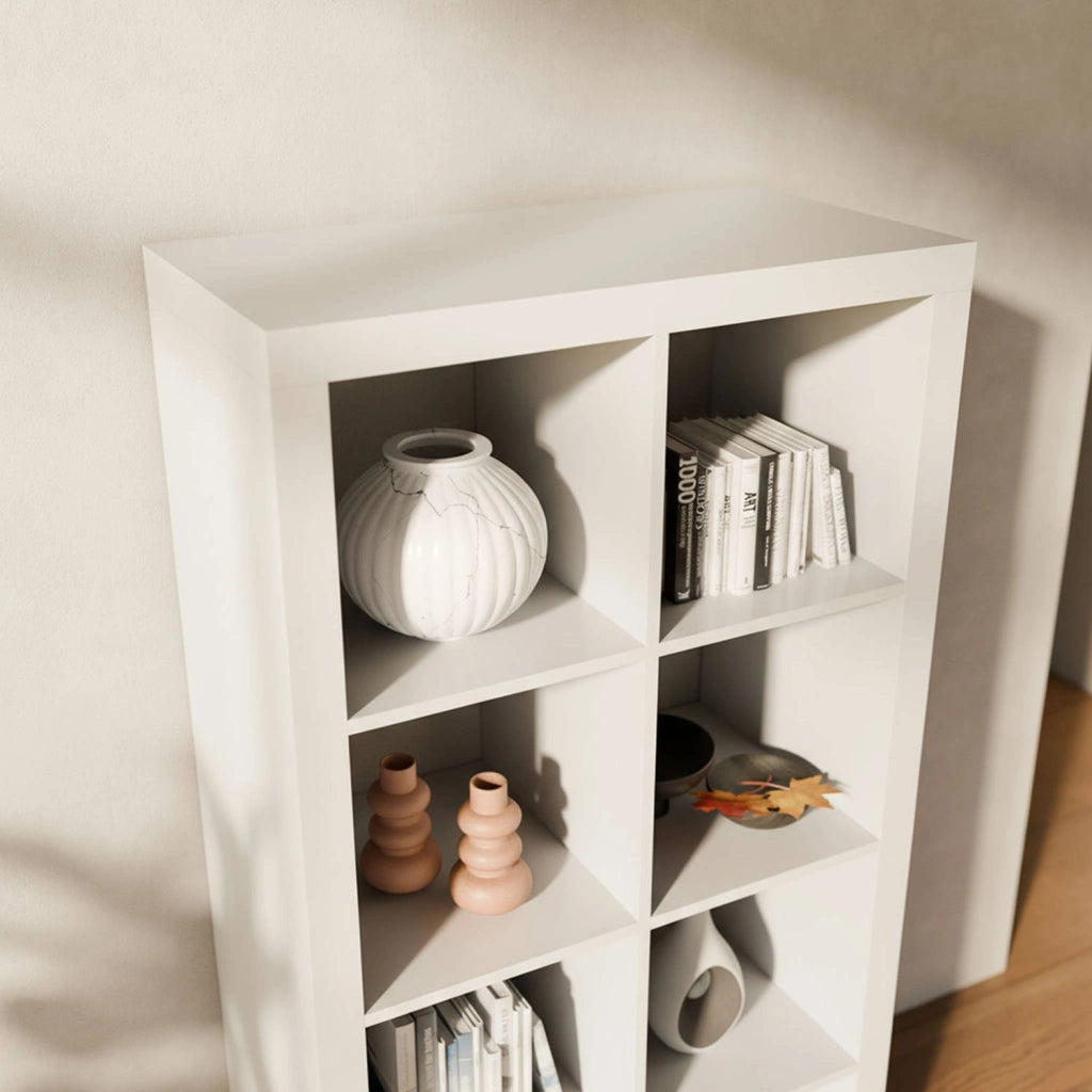 Libreria a 4 livelli con 8 scomparti, bianco