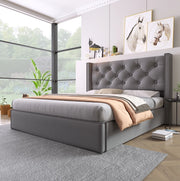 Letto matrimoniale contenitore 160x200 cm in cotone grigio