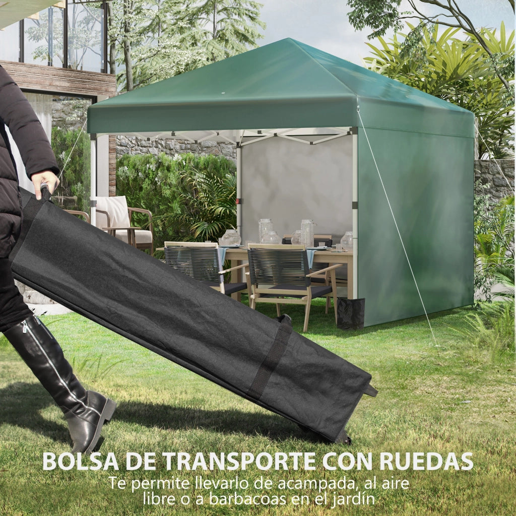 Tenda da giardino pieghevole 3x3 m con pareti laterali anti-UV ¨C zephmum ¨C Verde