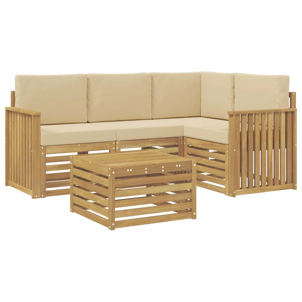 Set di divani da esterno 5 pcs Bianco e Beige 59 x 59 x 37 cm 3391793