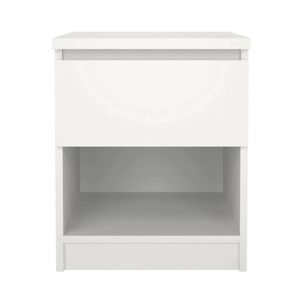 Comodino Scolastica, Comò basso, Tavolino da notte, Mensola da letto, 40x40 h50 cm, Bianco