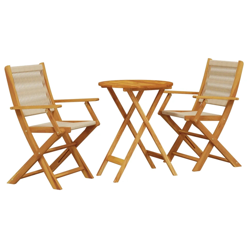 Set da Bistrot 3pz Beige in Polipropilene e Legno Massello 3281795