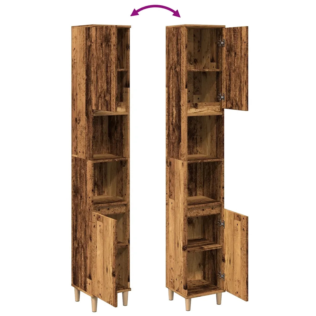 vidaXL Armadietto Bagno Legno Antico 30x30x190 cm in Legno Multistrato