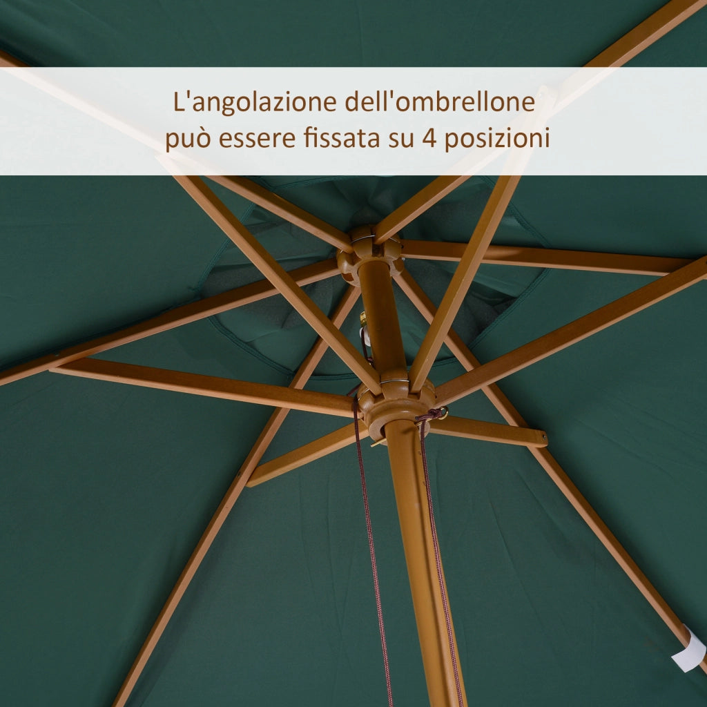 Ombrellone da Giardino in Legno e Bamb¨´ ¨C zephmum ¨C Verde 2x3 m